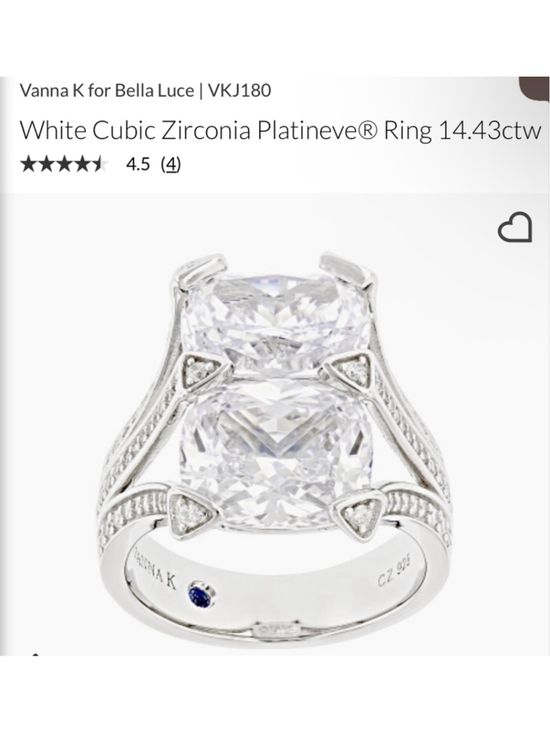 Bella Luce Jewelry - New Bella Luce Silver White Cubic Zirconia Platinve Ring 10